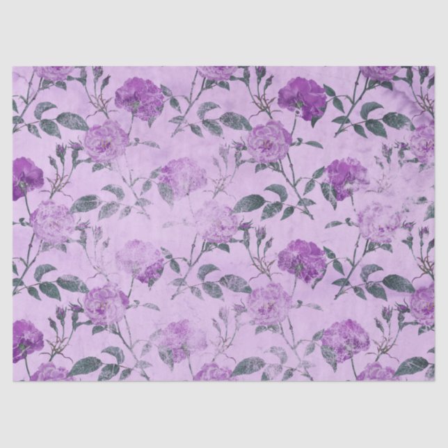 Shabby Floral Purple Series Design 2 Tissue Paper (Front)