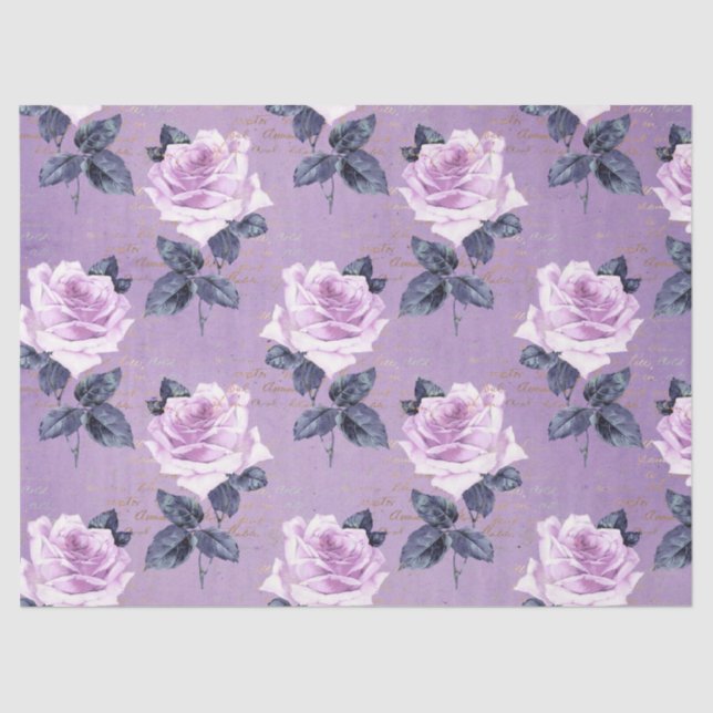 Shabby Floral Purple Series Design 3 Tissue Paper (Front)
