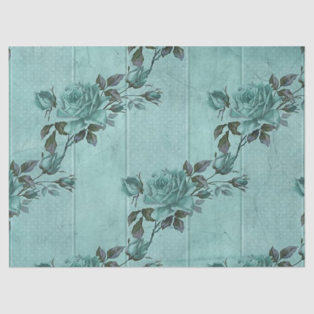 Shabby Floral Turquoise Series Design 2 Tissue Paper (Front)