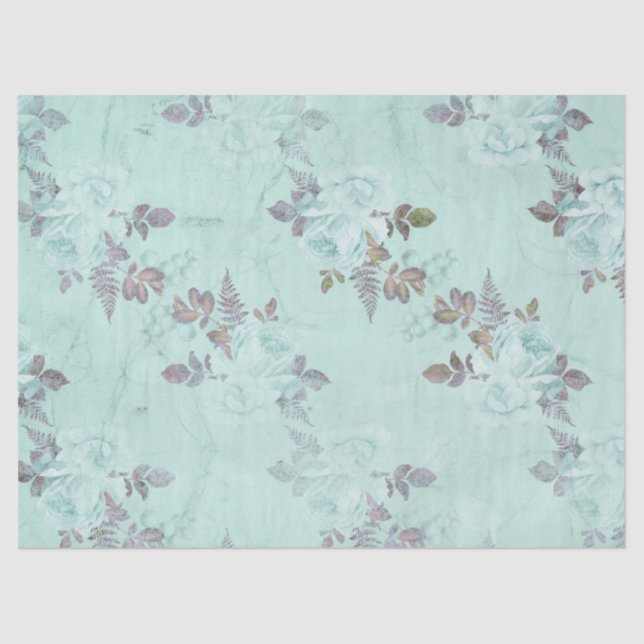 Shabby Floral Turquoise Series Design 5 Tissue Paper (Front)