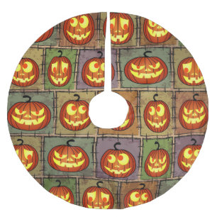 Shabby Halloween, vintage background. Brushed Polyester Tree Skirt