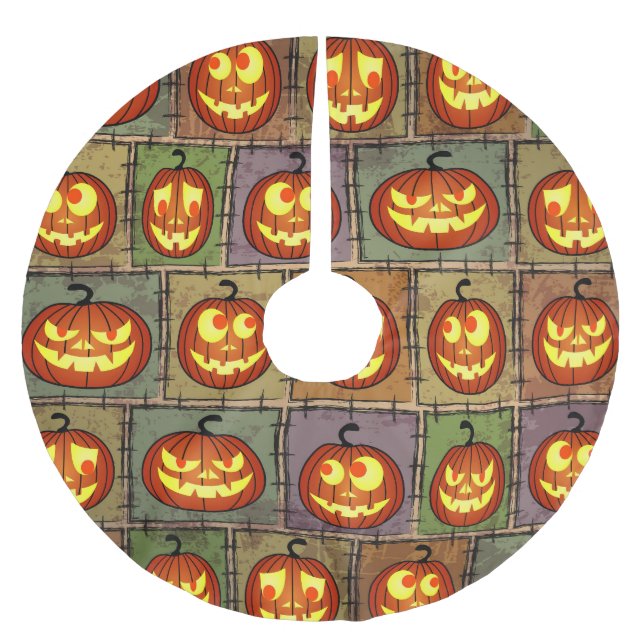 Shabby Halloween, vintage background. Brushed Polyester Tree Skirt (Front)