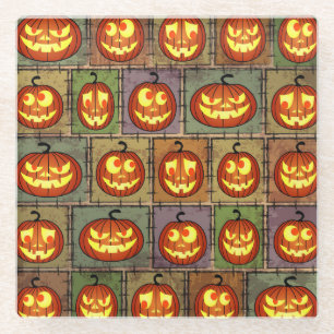 Shabby Halloween, vintage background. Glass Coaster