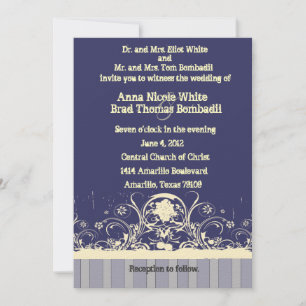 Shabby Lace Blue Wedding Invitation