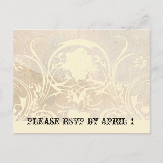Shabby Lace Parchment RSVP Invitation Postcard (Front)