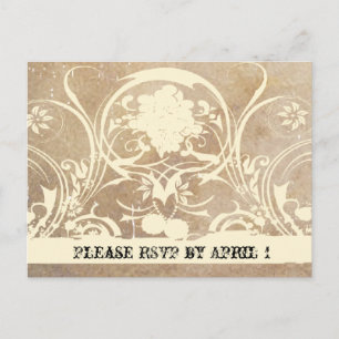 Shabby Lace Parchment RSVP Invitation Postcard