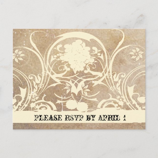 Shabby Lace Parchment RSVP Invitation Postcard (Front)