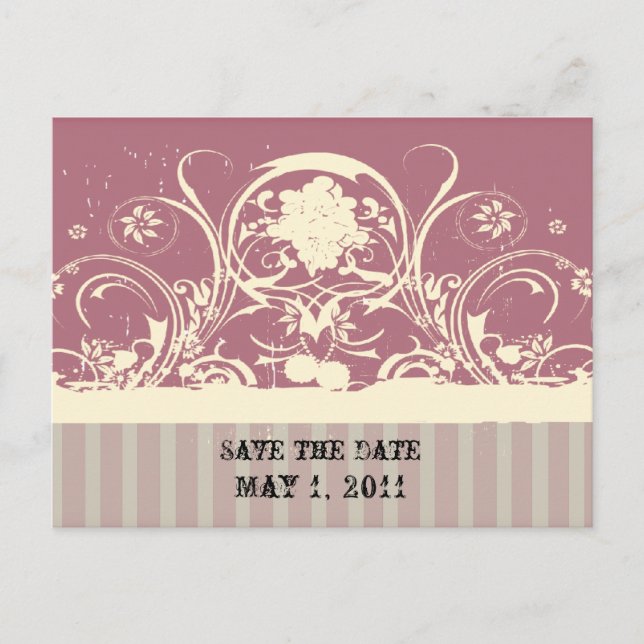Shabby Lilac Save the Date Announcement Postcard (Front)