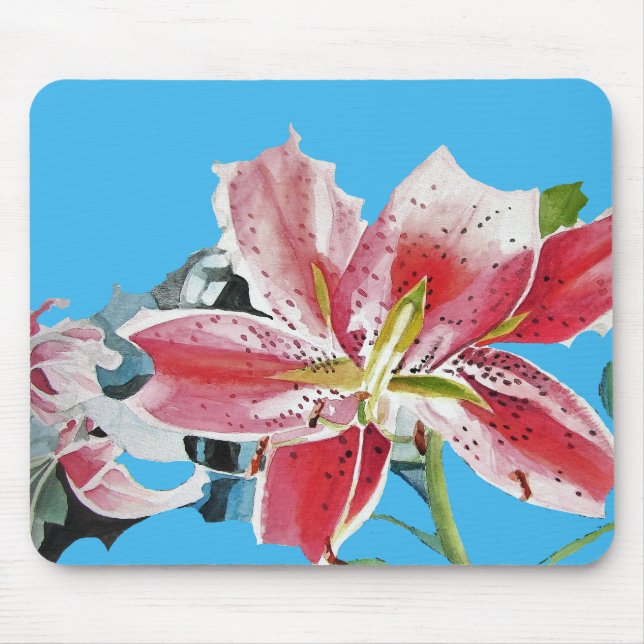 Shabby Lily Lillies Art Computer Mouse Mat Pad (Front)