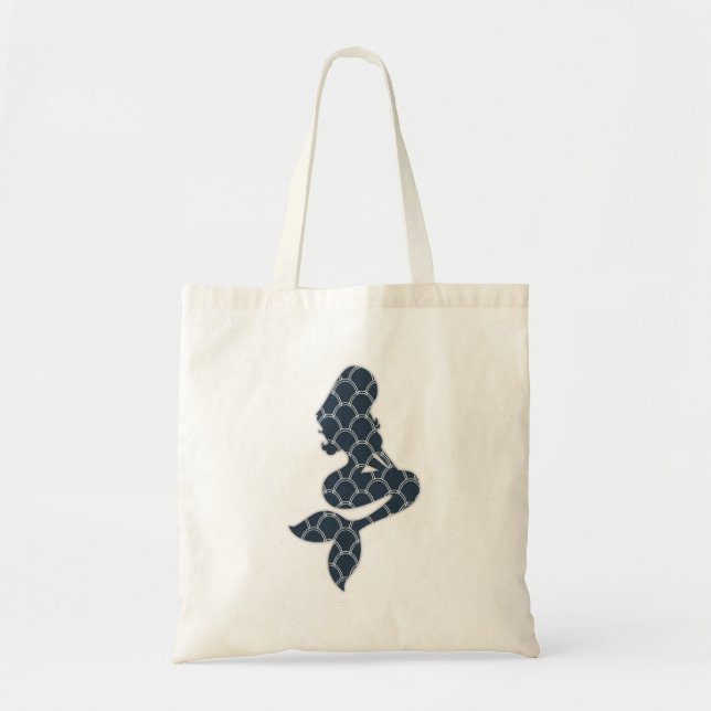 shabby mermaid silhouette design tote bag (Front)
