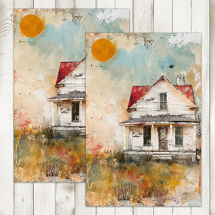 SHABBY OLD FARMHOUSE MIXED MEDIA DECOUPAGE TISSUE PAPER