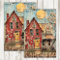 SHABBY OLD RED HOUSE MIXED MEDIA DECOUPAGE