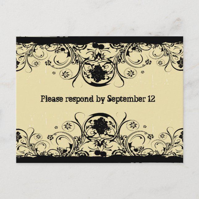 Shabby Old West rsvp postcard, gold tint Invitation Postcard (Front)