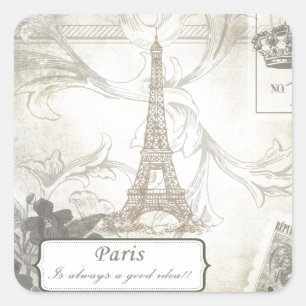 Shabby:  Paris is Always a Good Idea! Square Sticker