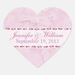 Shabby Pink Heart Custom Wedding Sticker