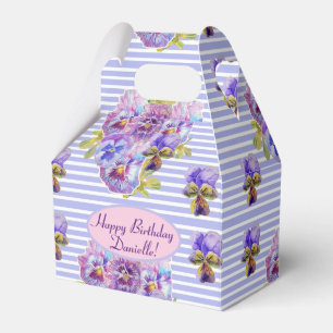 Shabby Pink Pansy Floral Party Purple Favour Box