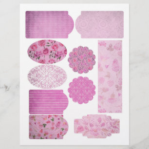 Shabby Pink Patterns Scrapbook Embellishment Sheet
