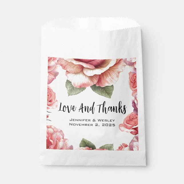 Shabby Pink Rose Favour Bags (Front)