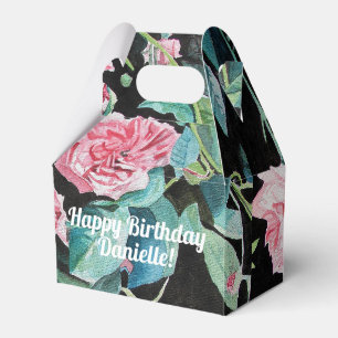 Shabby Pink Rose Floral Tea Party Cake Favour Box