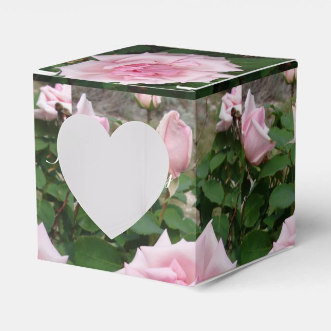 Shabby Pink Rose Floral Tea Party Cake Favour Box (Front Side)