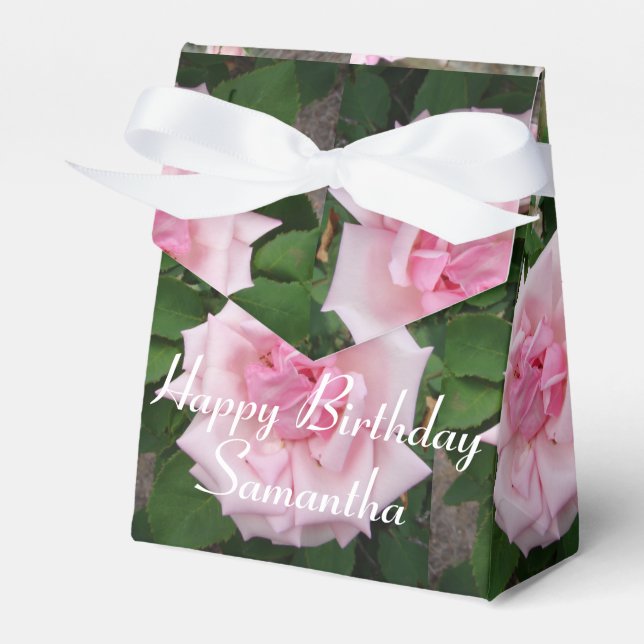 Shabby Pink Rose Floral Tea Party Cake Favour Box (Front Side)