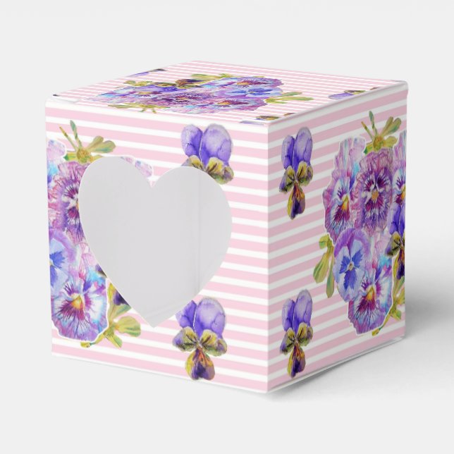 Shabby Pink Rose Floral Tea Party Purple Favour Bo Favour Box (Front Side)