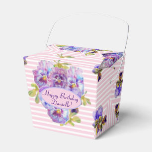 Shabby Pink Rose Floral Tea Party Purple Favour Box