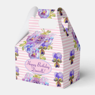 Shabby Pink Rose Floral Tea Party Purple Favour Box