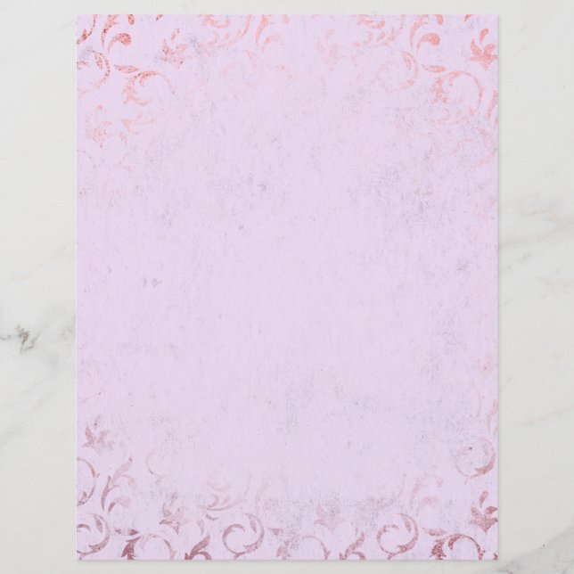Shabby Pink & Rose Gold Scrapbook Paper (Front)