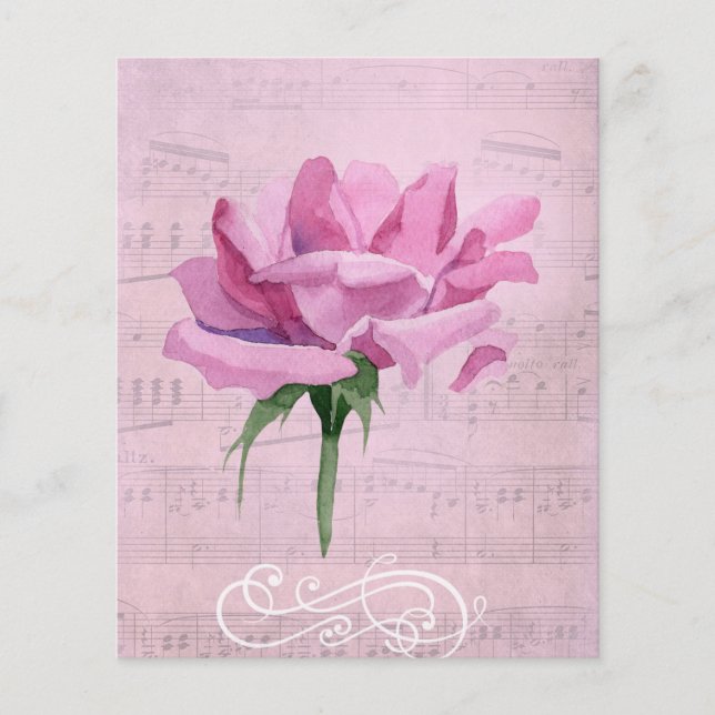 Shabby Pink Rose & Music Scrapbook Ephemera (Front)