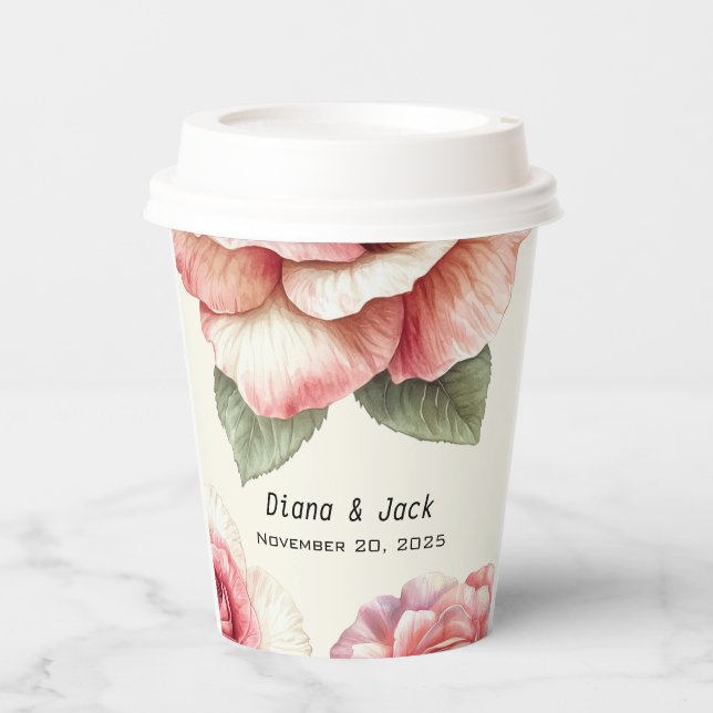 Shabby Pink Rose Paper Cups (Front)