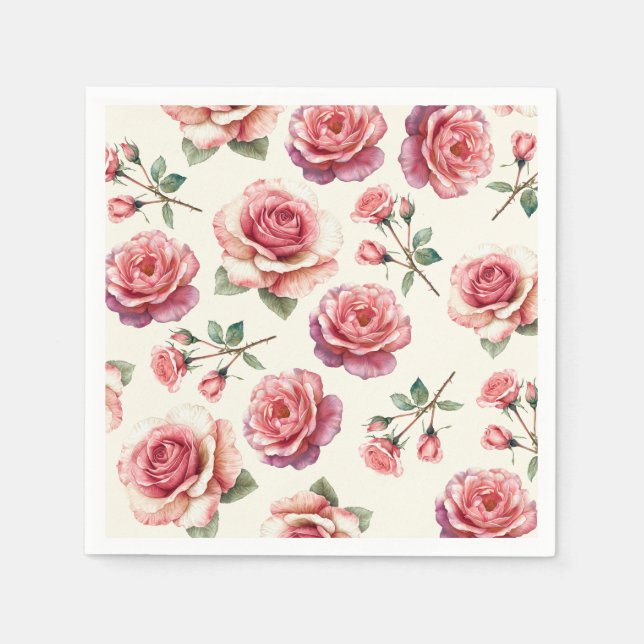 Shabby Pink Roses Forever Napkin (Front)