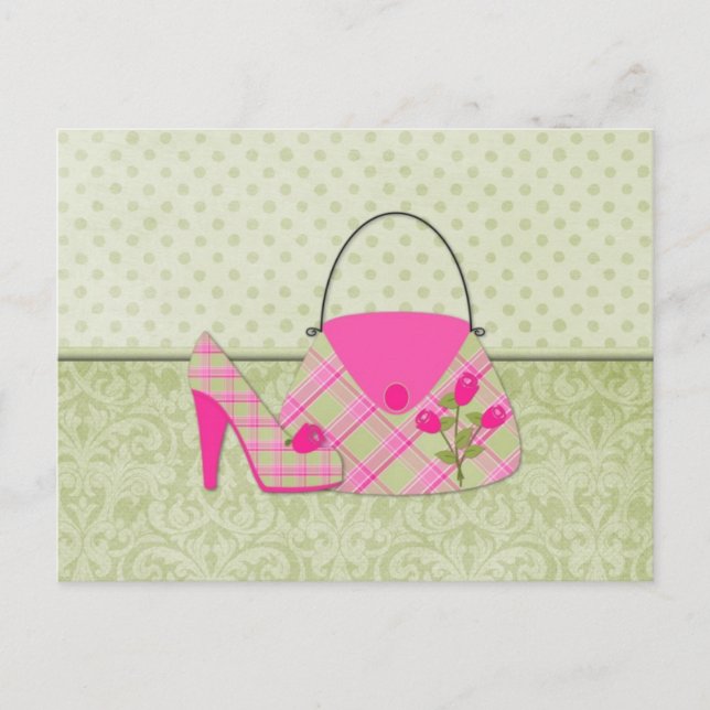 Shabby Pink Roses Purse and Shoe (2) Postcard (Front)