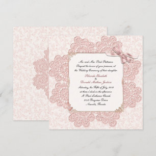 Shabby Pink Victorian Style Wedding Invitation
