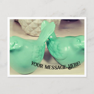 Shabby Pretty Green Birds Tweets IRL Postcard