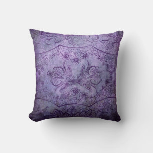 Shabby Purple Lace Pattern Cushion