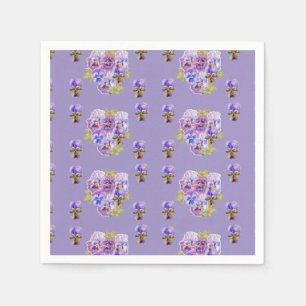 Shabby Purple Pansy viola Serviette Napkins Purple