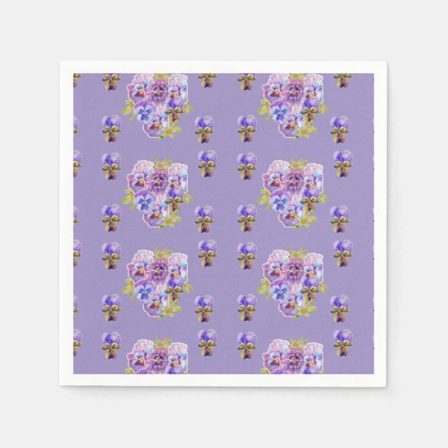 Shabby Purple Pansy viola Serviette Napkins Purple (Front)