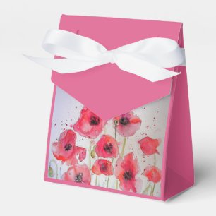 Shabby Red Poppy Floral Tea Party Cake Favour Box