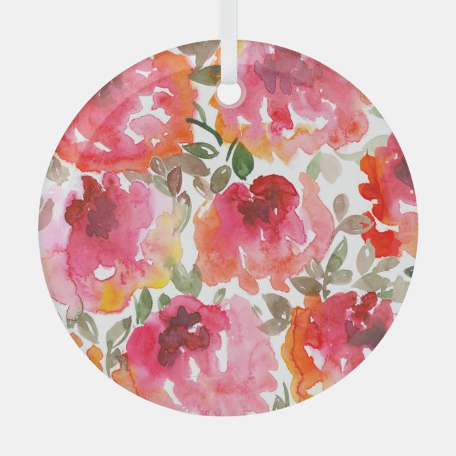 Shabby red roses, seamless pattern. glass tree decoration (Front)