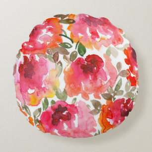 Shabby red roses, seamless pattern. round cushion