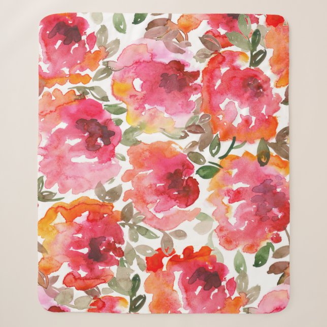 Shabby red roses, seamless pattern. sherpa blanket (Front)