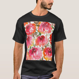 Shabby red roses, seamless pattern. T-Shirt