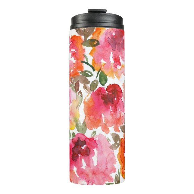 Shabby red roses, seamless pattern. thermal tumbler (Front)