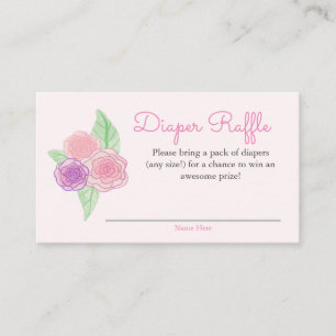 Shabby Rose Baby Shower Diaper Raffle Enclosure Card