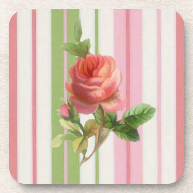 Shabby Rose Cork Coaster (Front)