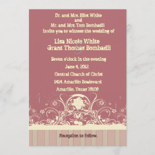 Shabby Rose Lace Wedding Invitation