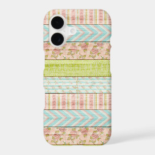 Shabby Rose Pastel Pattern on Rustic Wood Cottage