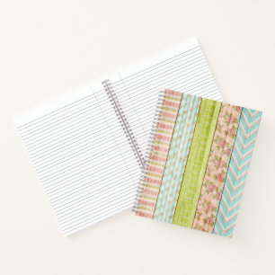 Shabby Rose Pastel Pattern on Rustic Wood Cottage Notebook