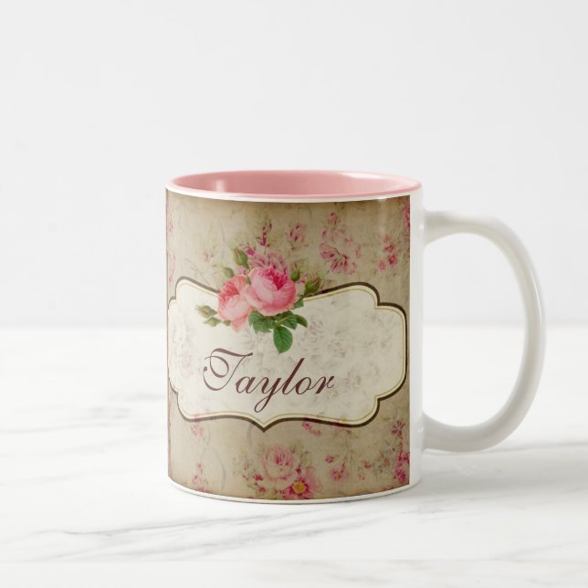 Shabby Roses Personalised Mug (Right)